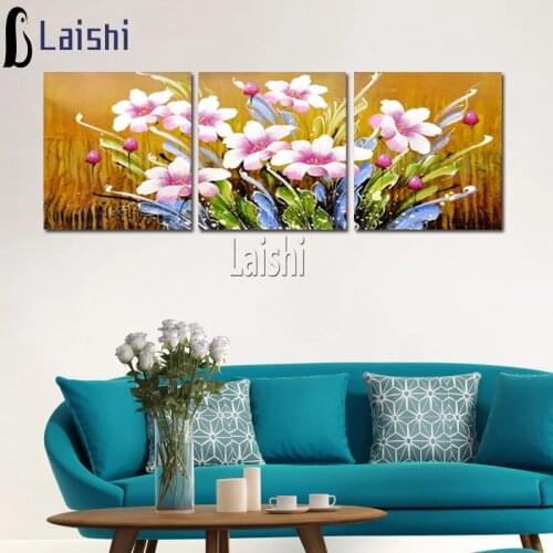 3pcs Pink flower 5d Diy Diamond Painting Full Square Round drill Diamond Embroidery Mosaic Needlework Triptych home decoration