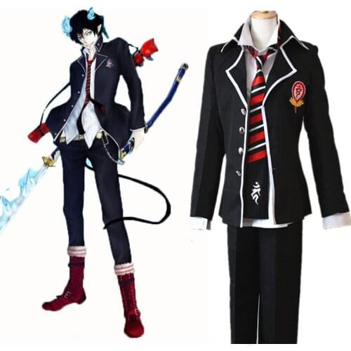 Anime Ao no Exorcist Blue Exorcist Rin Okumura Cosplay Costume Teenager School Uniform Men Outfits Coat + Pants + Shirt