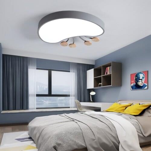 Creative Cute Jellyfish Led Ceiling Lamp with wood Ultra-thin Eye Protection Lamp for Children Bedroom Study Indoor Lighting