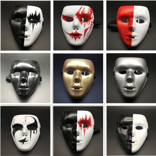 New best-selling Halloween props full face mask hip hop adult hand-painted white street dance men and women face mask