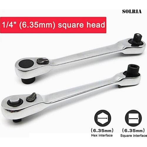 1PC 1/4" Mini Ratchet Wrench Batch Head Handle Fly Socket Wrench Spanner Double-Ended Torque Wrench DIY Repair Hand Tools