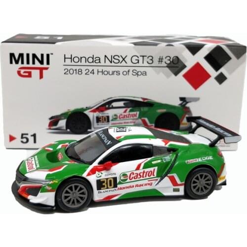 MINI GT 1:64 Hon da Civic NSX GT3 2018 24H of Spa LHD alloy toy car toys for children diecast model car Birthday gift