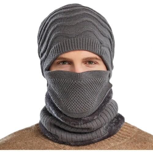 Men Beanies Hats Nearly Full Coverage Warm High Elasticity Face Neck Protector For Winter Male Beanies Skullcap Fashion Knit Hat