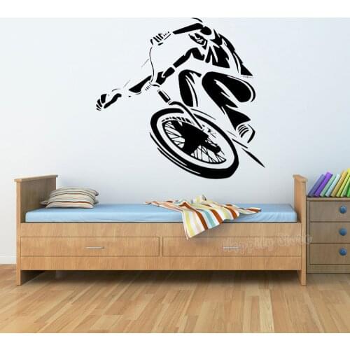 Wall Decal BMX Bike Posters Cyclist Teen Room Wall Tattoo Art Urban Style Stickers Bedroom Decoration Non-tonic Material P193