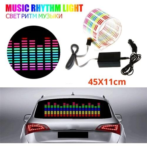 45x11CM Car Sticker Music Rhythm LED Flash Light Lamp Car Rear Windshield Decorative Light Sound Activated Equalizer 12V