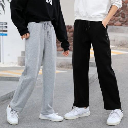 New Spring Pants for Kids Solid Color Sport Trousers with Belt Loose Teenage Leggings Fall Krean Baby Clothes Children Clothing