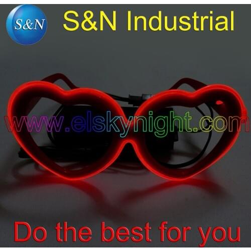 Red heart-sharped shinning el wire glasses for (SHOW YOU MY LOVE),Party,Christmas,holiday free shipping