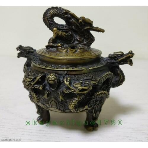Excellent Old Brass antique excellent Dragon Incense Burner / Censer