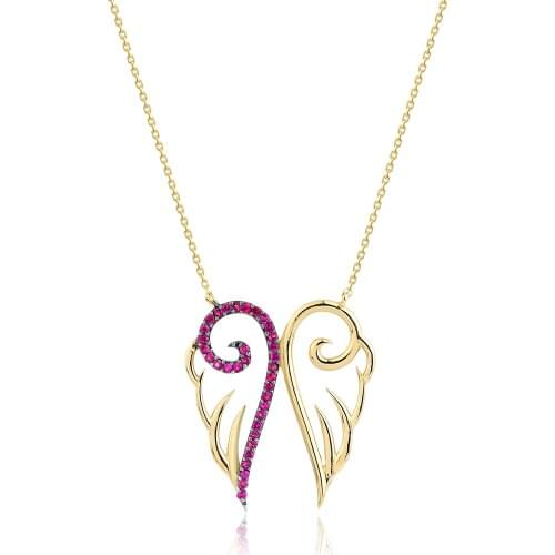 14k Gold Natural Ruby Angel Necklace PN1062YMY