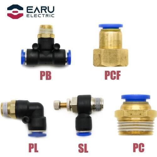 Pneumatic Air Connector Fitting PC/PCF/PL/PB/SL 4mm 6mm 8mm Thread 1/8 1/4 3/8 1/2 Straight Hose Fittings Pipe Quick Connectors