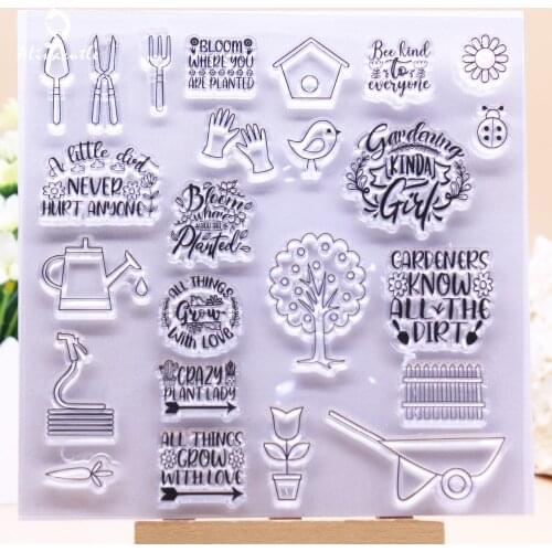 CLEAR STAMPS Garden Plants Farm Sentiments Scrapbook Handmade Card Album Paper Craft Rubber Transparent Silicon Stamp AlinaCraft
