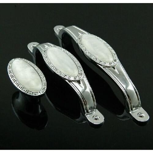 128mm Kitchen Cabinet handle Wardrobe handles White jade cupboard pull Silver chrome drawer Dresser knobs 5" Funiture door pulls