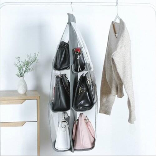 6-Pockets Clear Hanging Purse Handbag Tote-Bag Storage Organizer Closet Rack Bag Brand New High Quality Non Toxic And Durable