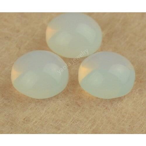 Sale 2~15mm Translucent Opal White Color Flat Bottom Cabochon Synthetic Glass Gems Round Shape Loose Glass Stone Cabochon Beads