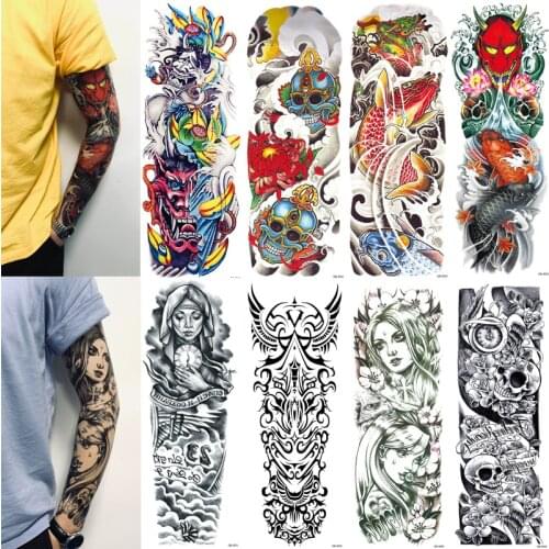 8/10/20Pcs Waterproof Temporary Tattoo Sticker Mixed Black Colorful Flash Tattoos Body Art Full Arm Fake Sleeve Tatoo Man Women