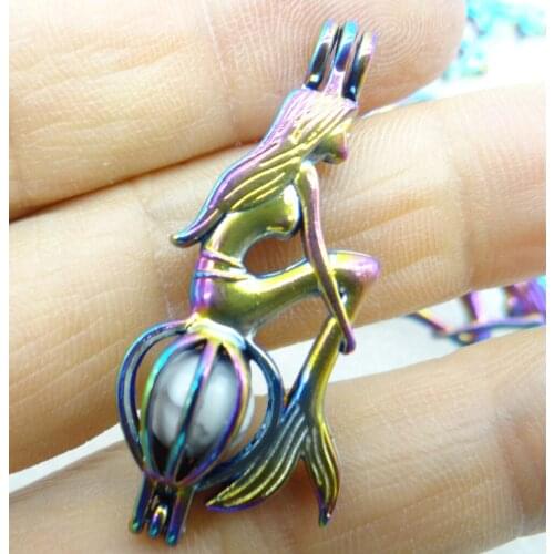 Woman Natural Stone aventurine Quartz Crystal Unakite Lucky bead Titanium Mermaid Pendant for Diy Jewelry Making necklace 1PC