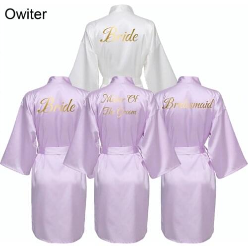 Women Bridesmaid Robes Silk Satin Robe Bride Robe Bridal Wedding Robe Lavender Solid Robe Gown Silk Robes for Women