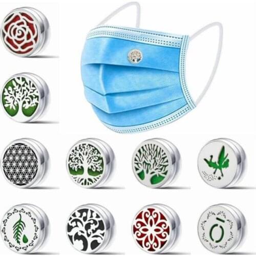 1PC 15mm Family Tree Brooch Locket Clip Stainless Steel Badge Cufflink Diffuser Locket Magnetic Buckle Free 10p Pads