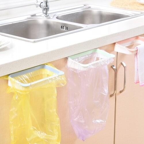 1Pcs Kitchen Can Hang Cabinet Door Trash Rack Trash Bag Storage Rack Plastic Bag Shelf Trash Can Bracket Towel Rack