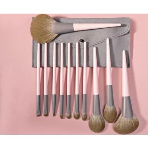 10Set/Lot 11Pcs/Set Makeup Brush Set Soft Fiber Hair Wooden Handle Beginner Powder Eye Shadow Portable Cosmetic Tools HA2436