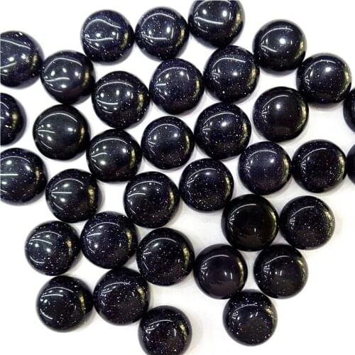 100Pcs 12x5mm Wholesale Blue Sand Stone Round Cab Cabochon DIY Jewelry Making Accessories M145