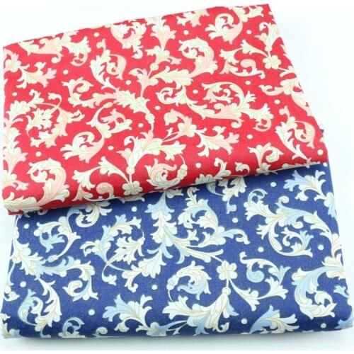 160cm*50cm Vintage blue red flower cotton fabric DIY bedding apparel dress patchwork fabric kids handwork cotton cloth tecido