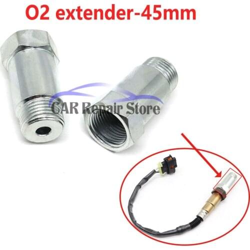 2Pcs O2 Oxygen Sensor Expansion Spacers M18 * 1.5 * 45mm O2 Piston Adapter Extender Spacer Silver