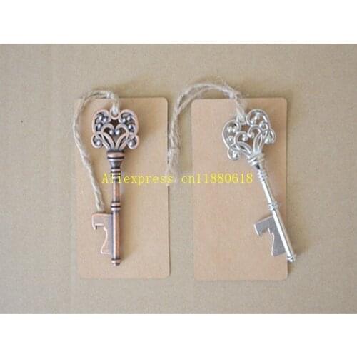 200pcs/lot Fast shipping Antique Key Bottle Opener Wedding Favor Bridal Shower Gift 80mm
