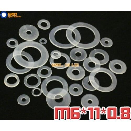 500 Pieces M6 x 11 x 0.8mm Soft Nylon Flat Washer Insulation Washer