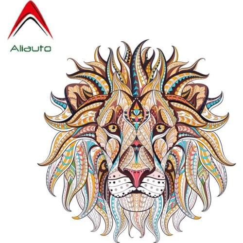 Aliauto Car Sticker Beautifully Decorated Lion Head Accessories PVC Decal for Volkswagen Polo Golf Chevrolet Aveo,13CM*13CM