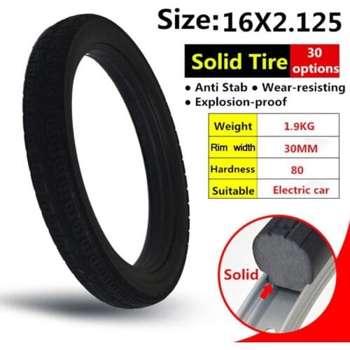 16*2.125 Tubeless Tire 16 Inches Solid Tire for Electrombike and Bike Tire 16x2.125 Road Bike Mountain Bike Tires