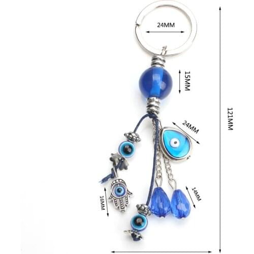Lucky Eye Turkey Evil Eye Keychain Blue Evil Eye Keyring Beads Charms Key chain Car key chain For Women Men EY1082