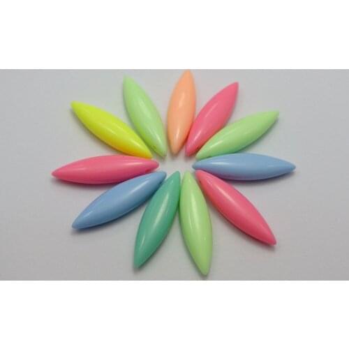 50 Mixed Pastel Color Acrylic Horse Eye Beads Charms Pendants 30X8mm Top Drilled