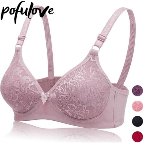 New Plus Size Bras 36-44 Womens Floral Bra Push Up Sexy Lace Underwear Thin Seamless Wireless Soft Bralette Big Breast Brassiere