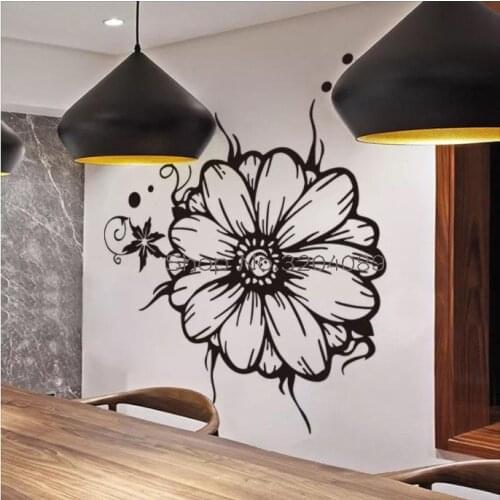One Giant Flower Wall Decals Fashionable Vinyl Wall Stickers Home Decor For Living Room Bedroom Self-adhesive Art Murals YY518