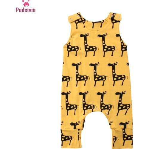 Brand New 0-24M Cute Newborn Baby Boy Girl Sleeveless Cartoon Animal Cotton Romper Jumpsuit Outfits Summer Clothes