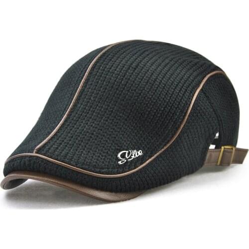 Knitted Thick Warm Newsboy Caps Unisex Autumn Winter Men And Women Beret Hat Peaked cap For Male Visor Flat Caps Cabbie Hats