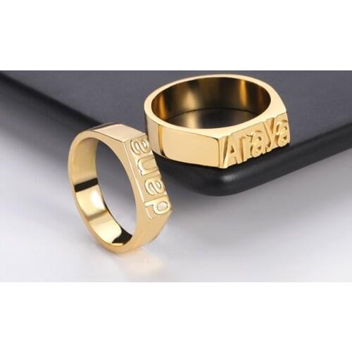 3D Custom Name Rings Personality Hip Hop Ring For Women Personalized Year Gold Stainless Steel Ring Jewelry 2021 Gift