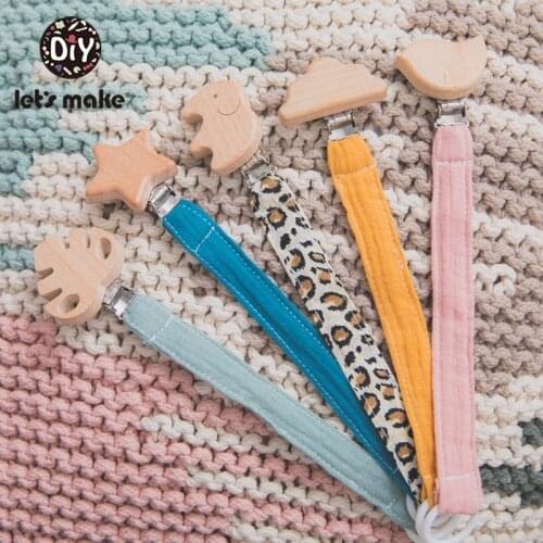 LetS Make Animal Cloth Pacifier Chain Baby Teether Toys Newborn Pure Color Personalized For Nipples Cotton Nipple Chain