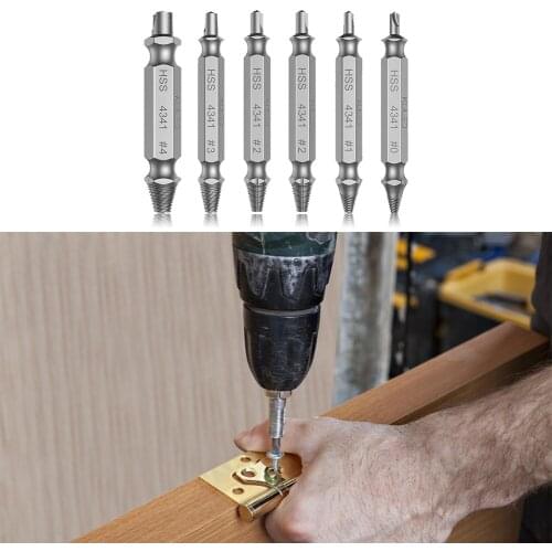 6Pcs/set Screw Extractor Drill Bits Guide Kit Damaged Screw Remover Set for Stripping Breaking Screws Bolt Extractor