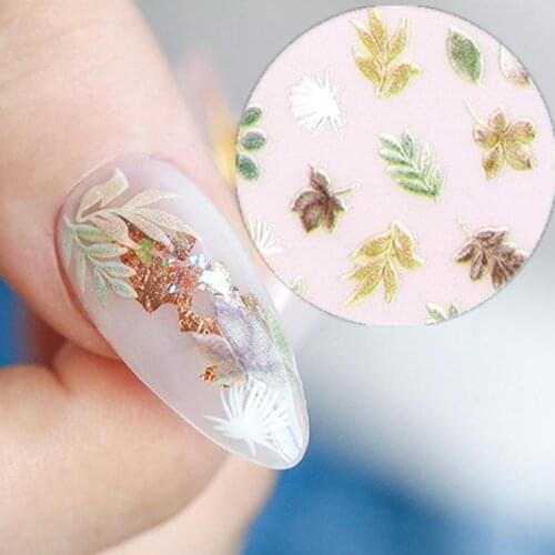 Nuance leaf design Newest HANYI-348 3d nail sticker Japan style nail decal DIY art decoration tools