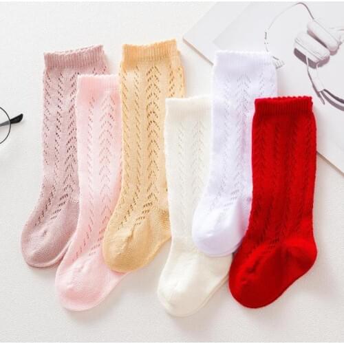 Kids Baby Girls Fashion Socks Hollow Out Knee-high Socks Comfortable Solid Color Socks for Kids Toddler Baby Girls