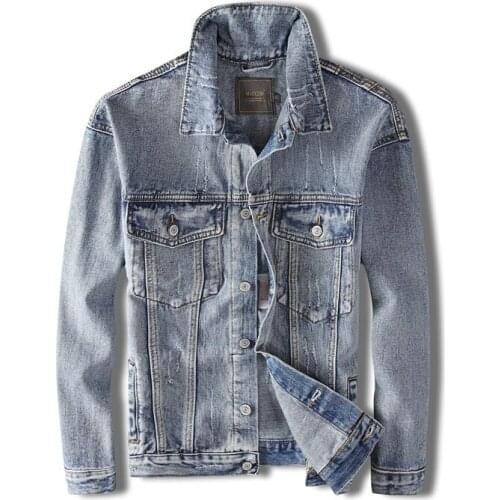 New Mens Embroidered Casual Slim Denim Jacket Top European And American Street Style Fashion Personality Denim Jacket Coat XL