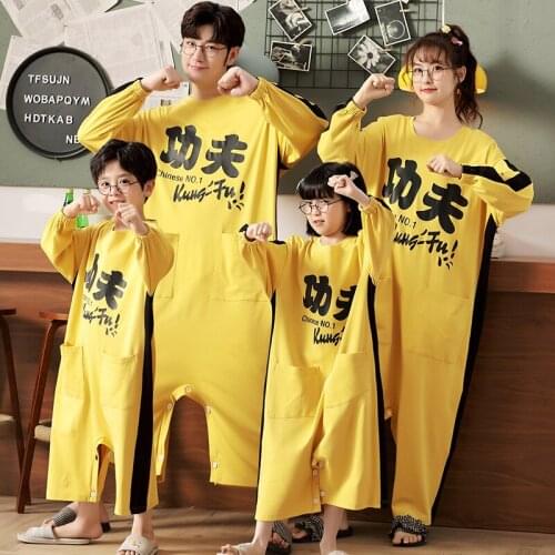 Parent-Child Blanket Sleepers Spring Autumn New Children Pajamas Cute Cartoon Sleeping Bag For Family Home Wear Pure Cotton