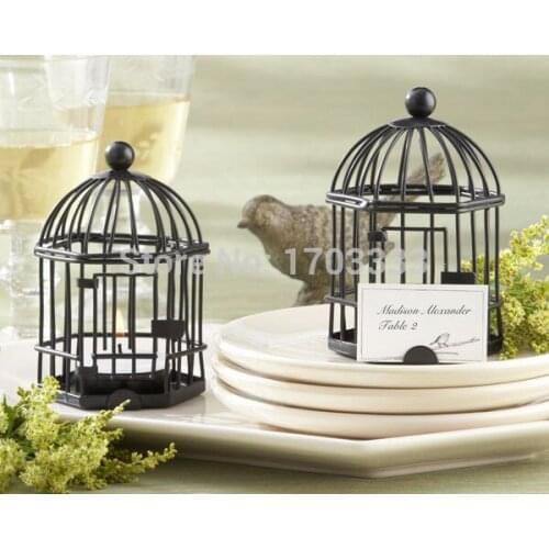 Wholesale 100PCS/Lot Black color Birdcage Tealight Candle Holder wedding party favor gift decoration Free shipping
