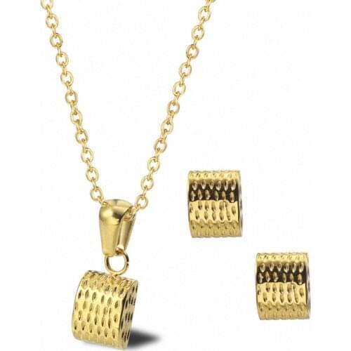 Necklace Pendant Earrings Square Oblong Jewlery Sets for Women Gift Fahion BT174