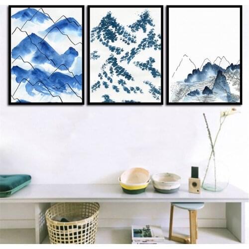 Landscape Ink Mountains Nordic Style Wall Art Painting Wall Decoration Canvas Wall Picture for Living Room Modern Art B5118