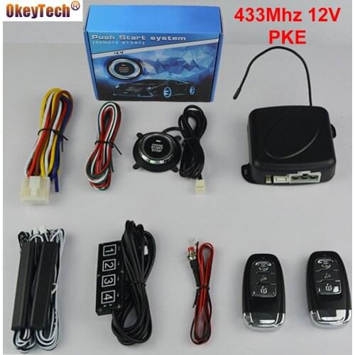 OkeyTech SUV 12V 433Mhz PKE Keyless Entry System Anti-theft Car Alarm One Button Push Remote Start Control Key Password Keyboard