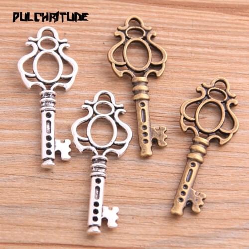 8pcs 17*44mm Two Color Vase Key Charms Double-sided Pendants Handmade Decoration Vintage For DIY Jewelry Making