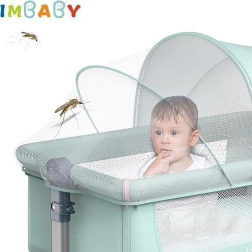 IMBABY Movable European Style Baby Bed Bumpers Multifunctional Aluminum Alloy Crib For Newborns Adjustable Infant Nest Cradle